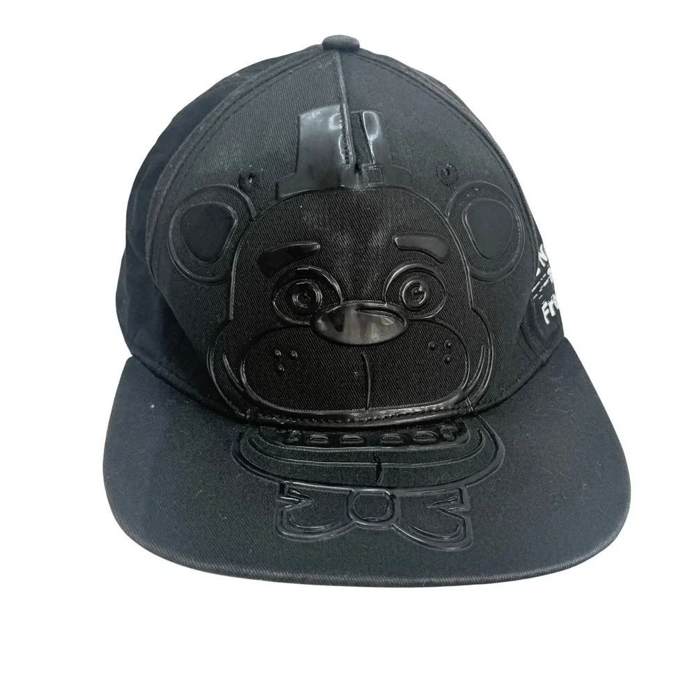 Five Nights at Freddys Snapback Hat Youth OSFM Black Excellent 3D Molded Freddy